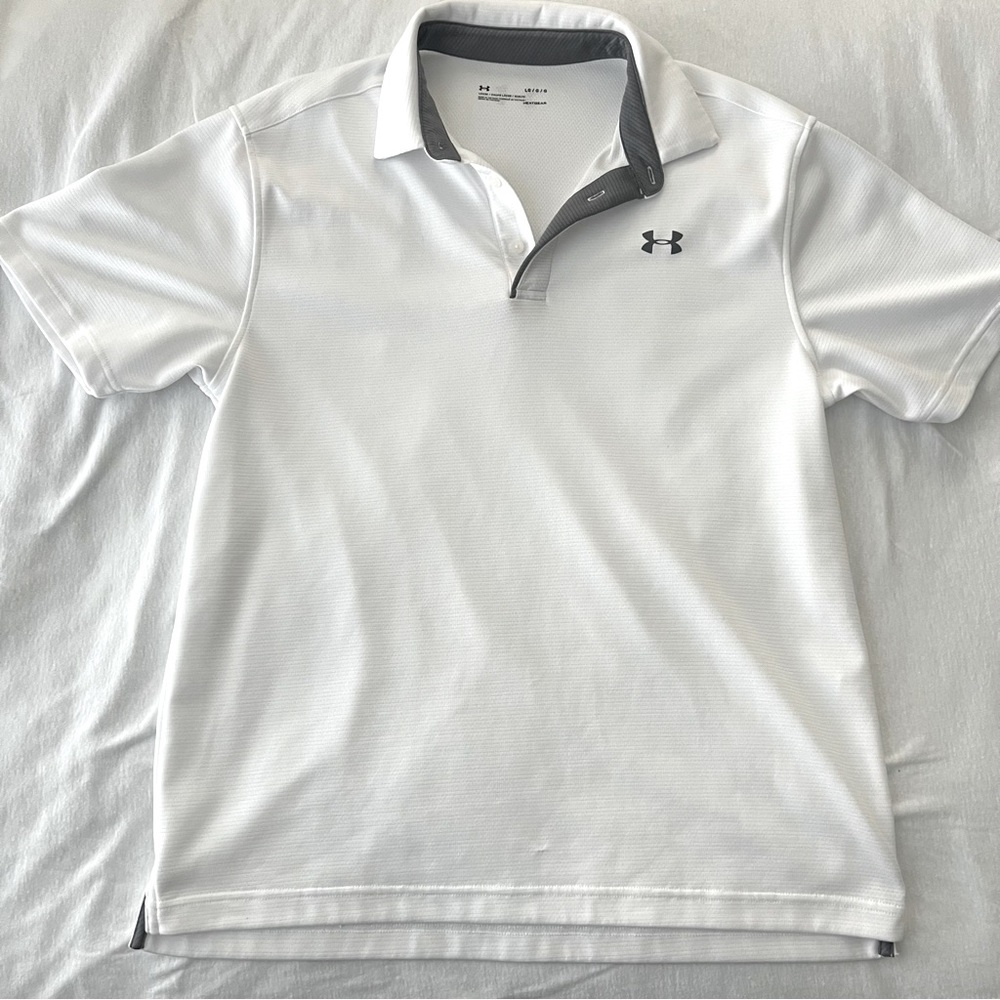 Under Armour Golf Polo, White, Size Large